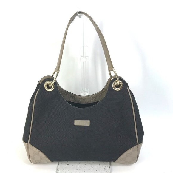 GUCCI GG Guccissima logo Shoulder Bag Canvas/Leather